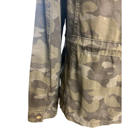 Express Womens Military Green Brown Camouflage Full Zip  Drawstring Jacket Sz S - Picture 12 of 15